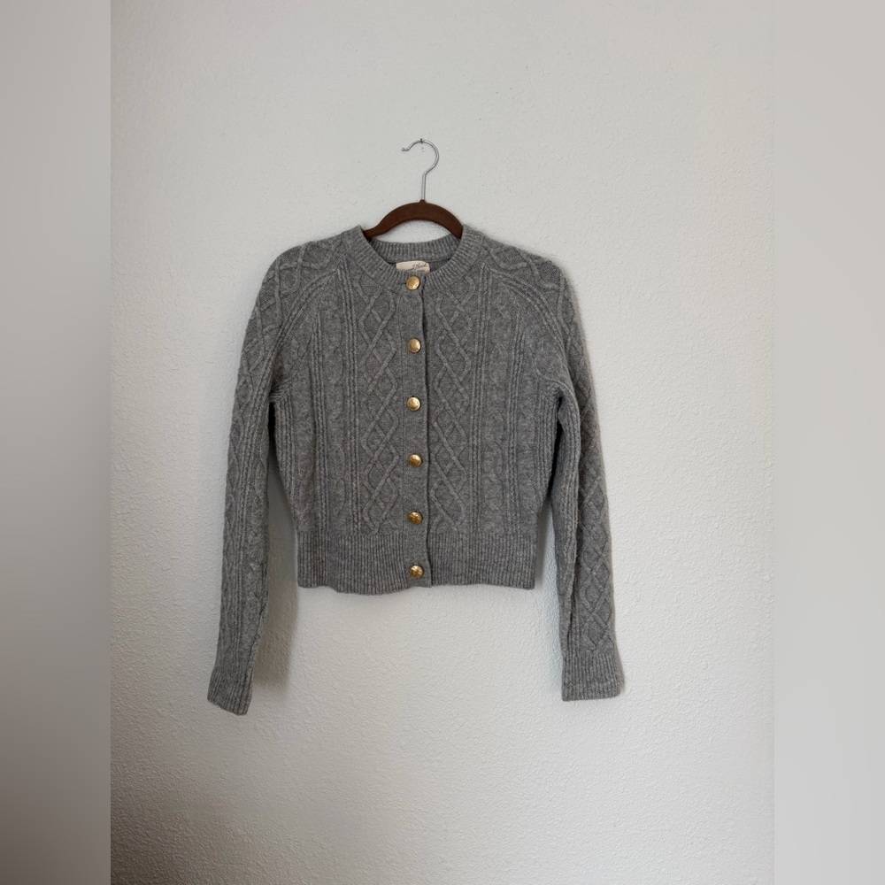 Universal Thread Gold Button Up Gray Knit Cardigan